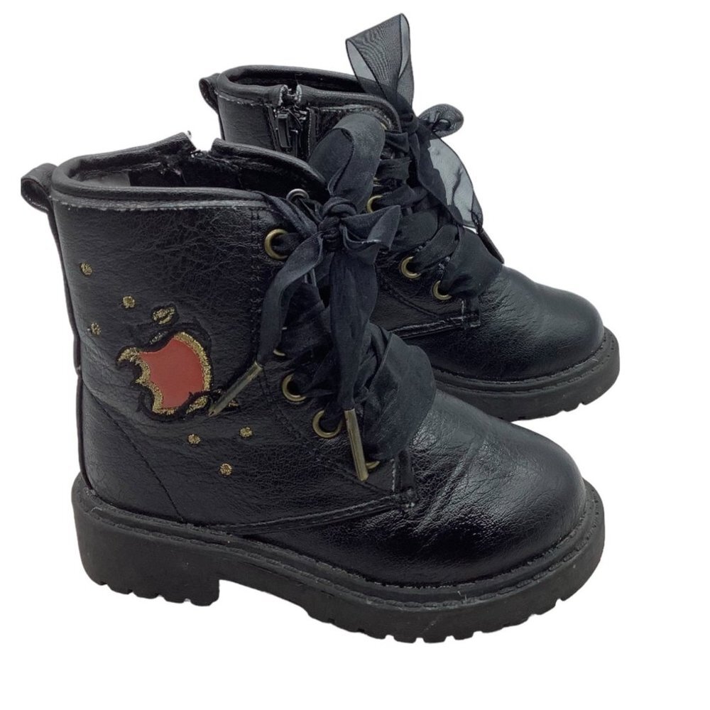 Disney Combat Moto Boots Girls Size 7 Toddler Descendants 3 Black Faux Leather